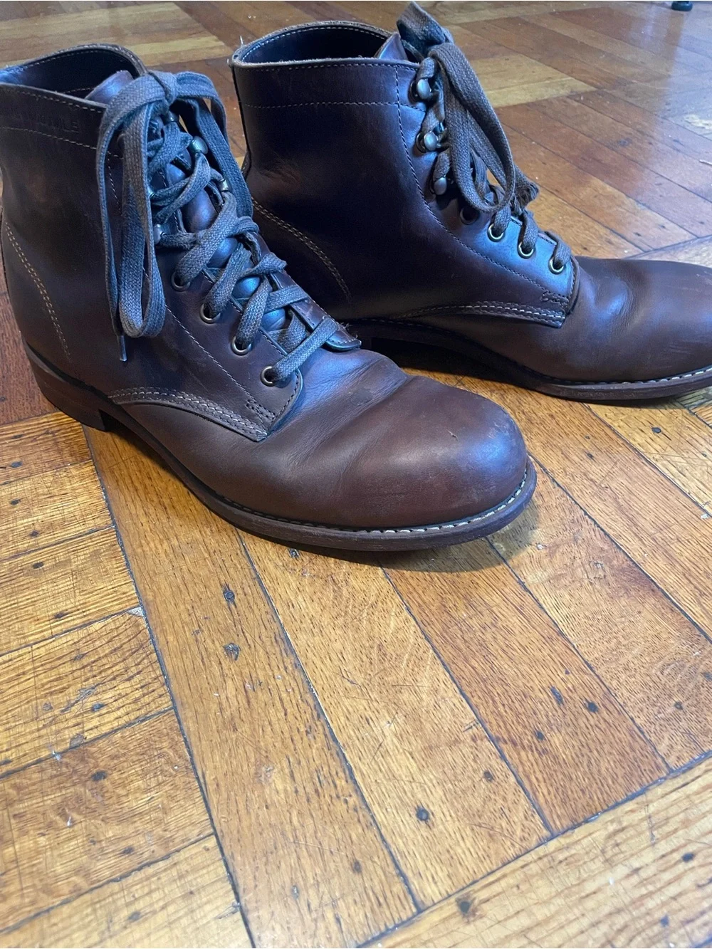 Wolverine 1000 Mile Boots Brown Leather Heritage Lace Up Mens 9.5 Rockford USA
